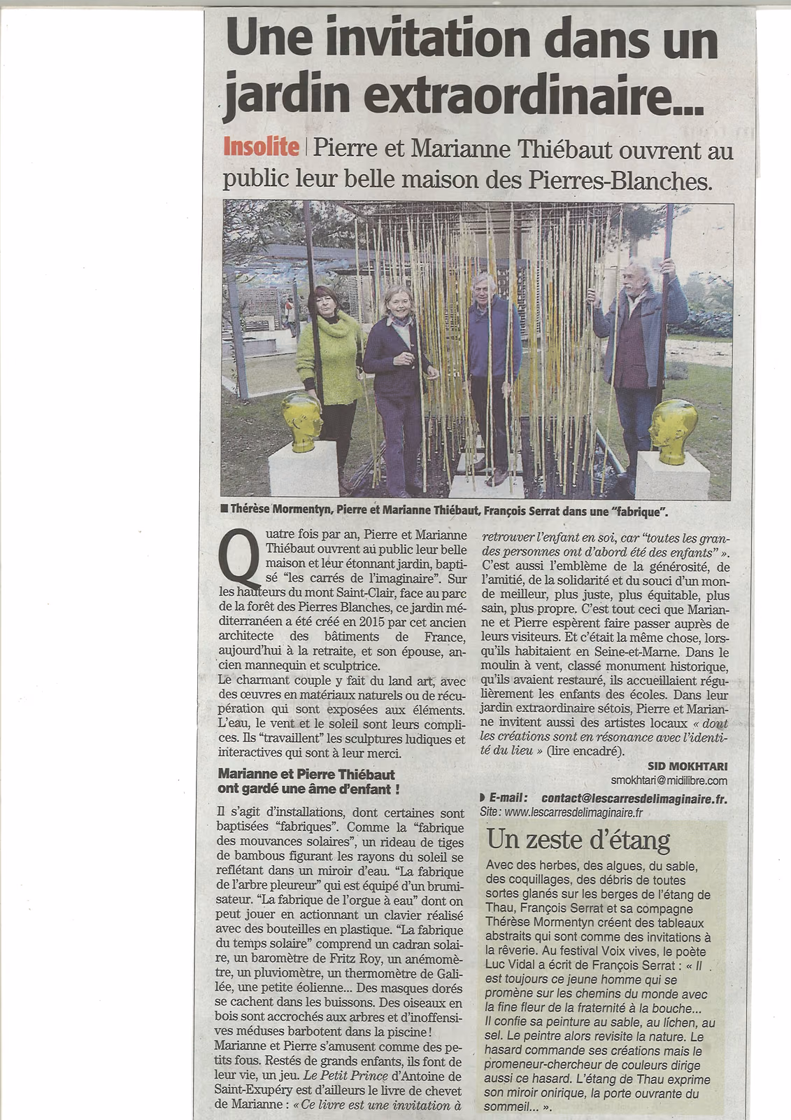 Article de presse Midi Libre sur Les Carrés de l'Imaginaire